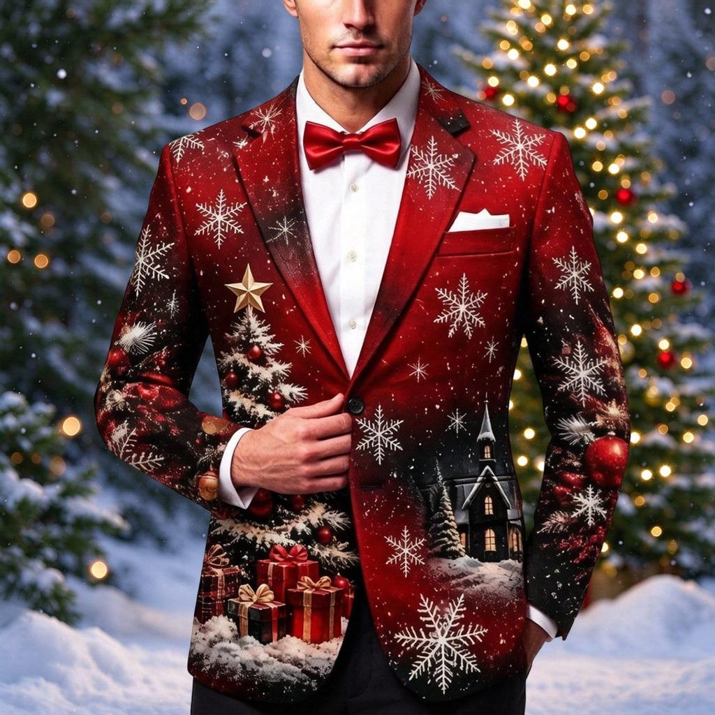 Giacca Casual da Uomo con Bottoni e Stampa per Business Casual e Uso Quotidiano