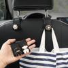 Car Seat Back Hooks Diamond Camellia Flowers Decor Cute Cartoon Bears Car Interior Storage Hook Handbag Hanging Holder