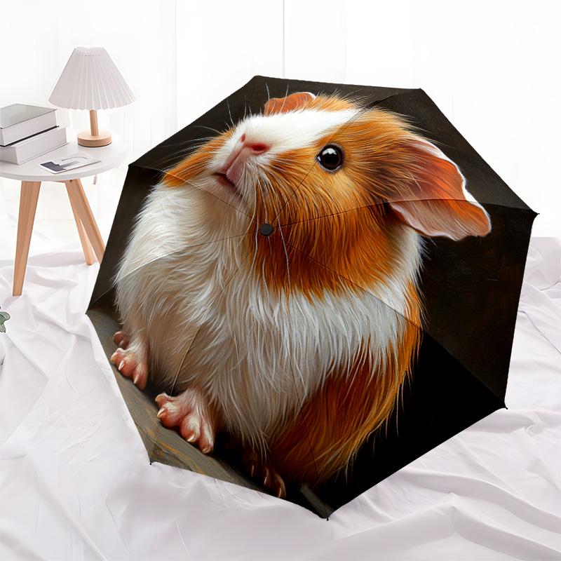 1 PC Automatic Folding Umbrella - Cute Guinea Pig Pattern, Portable & Foldable Design with 8 Ribs, Christmas Birthday Gifts