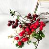 2pcs Simulated 3-Head Small Pomegranate Fruit Branch Simulated Fruit Berry Christmas Fruit Shooting Props Home Soft Decoration Direct Sales
