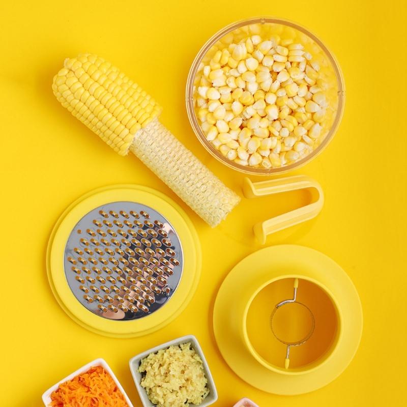 Comfortable Grip Corn Shucker Practical Corn Stripping Tool Corn Cutter & Removers with Bowl and Safety Handle