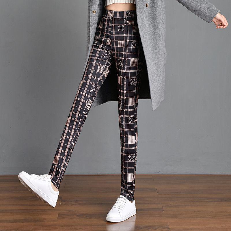 Summer Stretch Plaid Print Elastic Waist Pencil Pants - Slimming, Fashionable & Versatile Women's Long Pants for 2025.