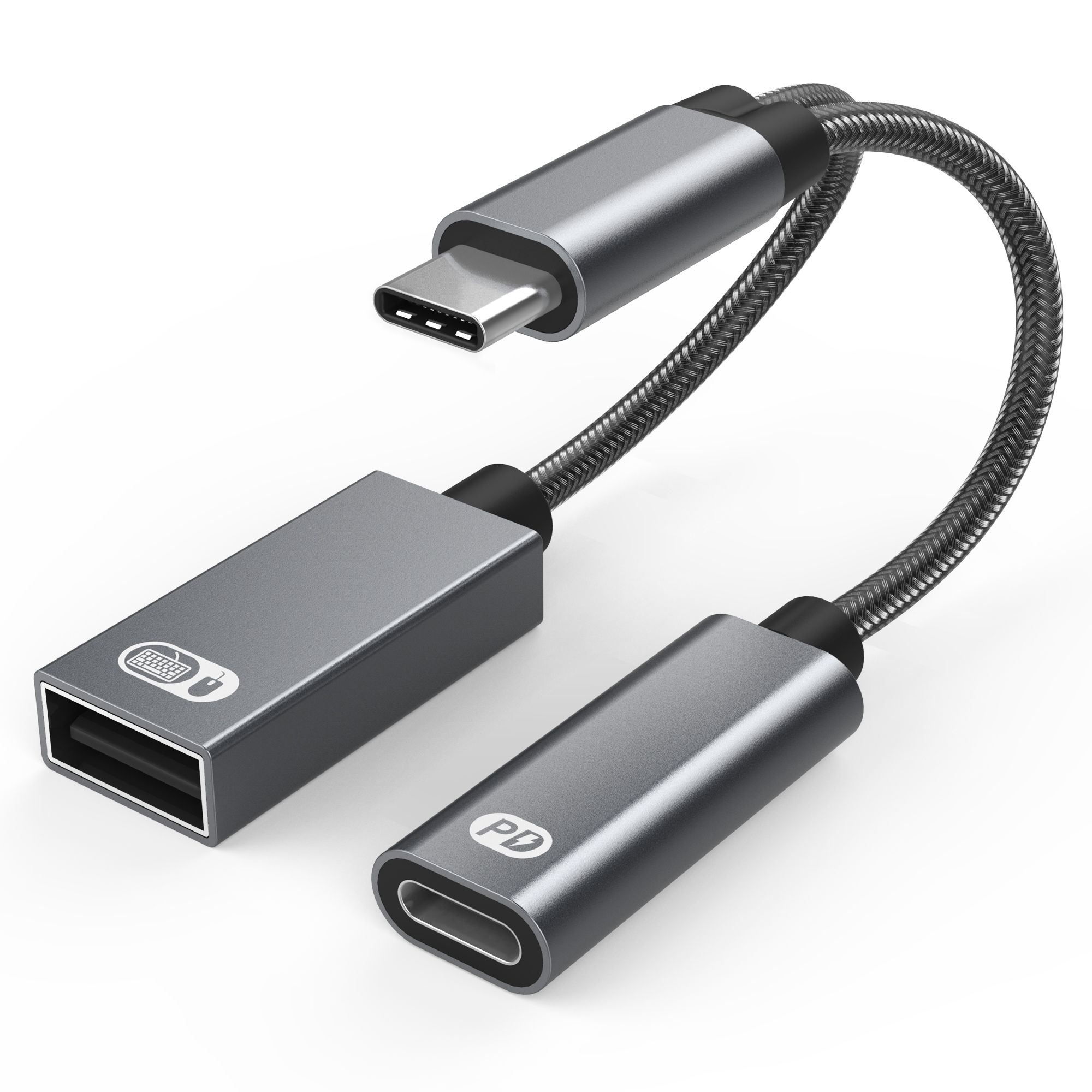 

Ноутбук 2 в 1 Кабель USB Type C для синхронизации данных Адаптер-конвертер OTG Быстрая зарядка 60 Вт PD серый