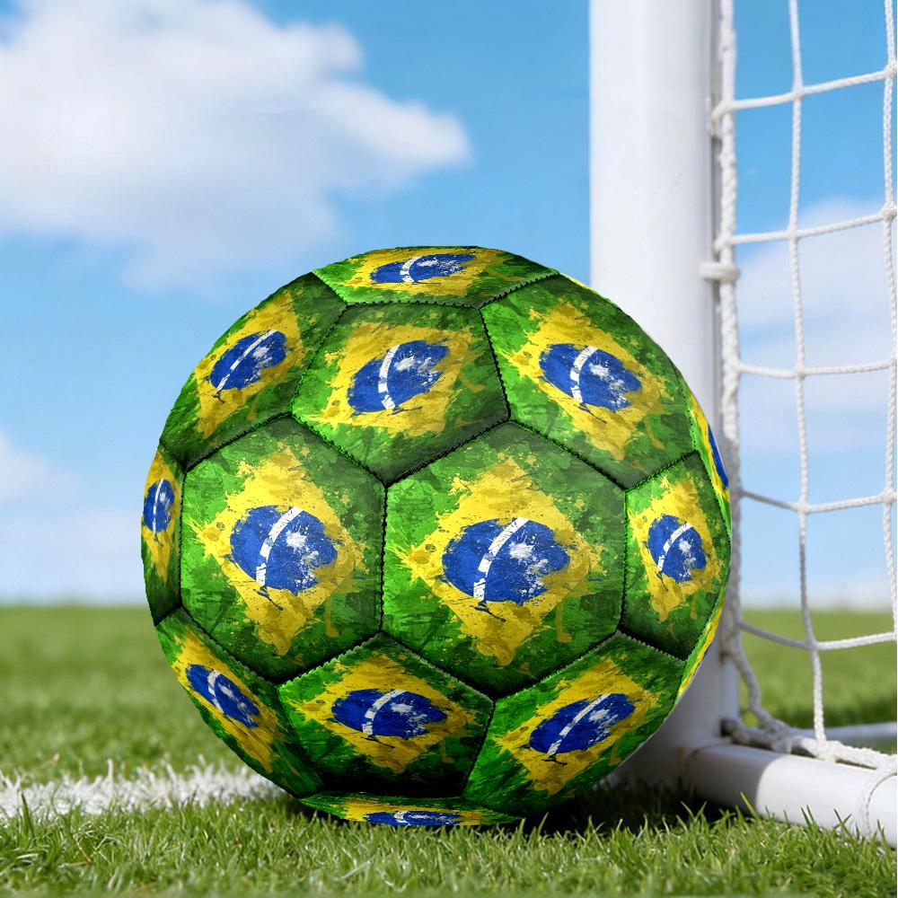 Brazil Artwork Printed Size 5 Soccer Balls, High-Quality, Anti-Slip, Protective Football, A Unique Gift , Birthdays, Christmas Gifts