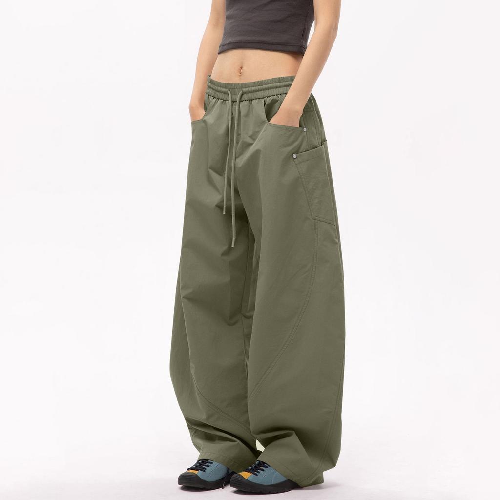 Women's Multi Pocket Straight Leg Wide Leg Solid Color Pants For Floor Mopping