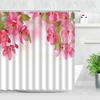 Butterfly Flower Shower Curtain Watercolor Plant Printed Bathroom Curtain Pretty Wildflower Pattern Bath Curtain With Hooks