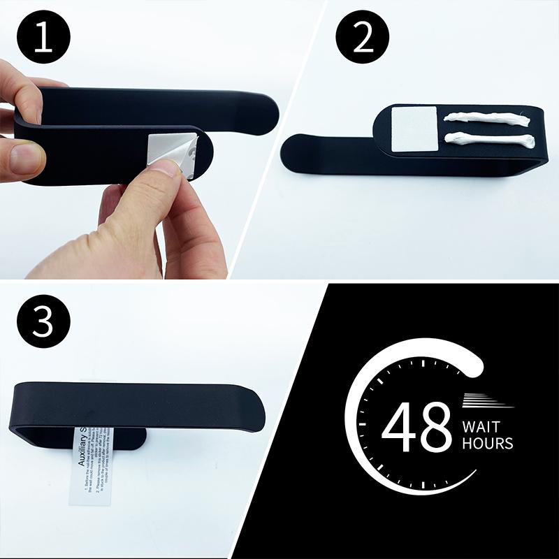 Black Bath Towel Holder Bathroom Towel Rack No Punch Towel Rail Rack Towel Holder Bathroom Storage Shelf EL65BB-1