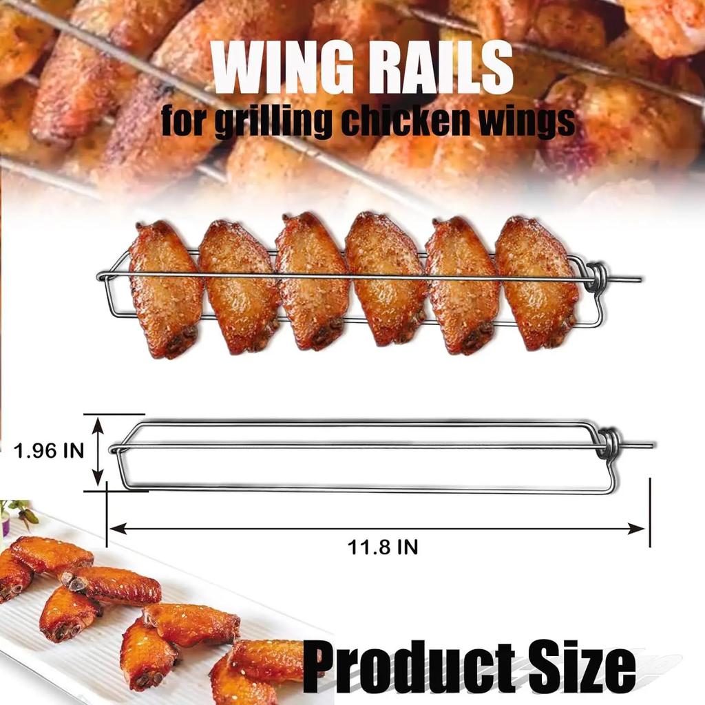 2/4Pcs Clamping Wing Rails for Grilling Chicken Wings, Flat Chicken Wing Fork, BBQ Grilling Tools Set