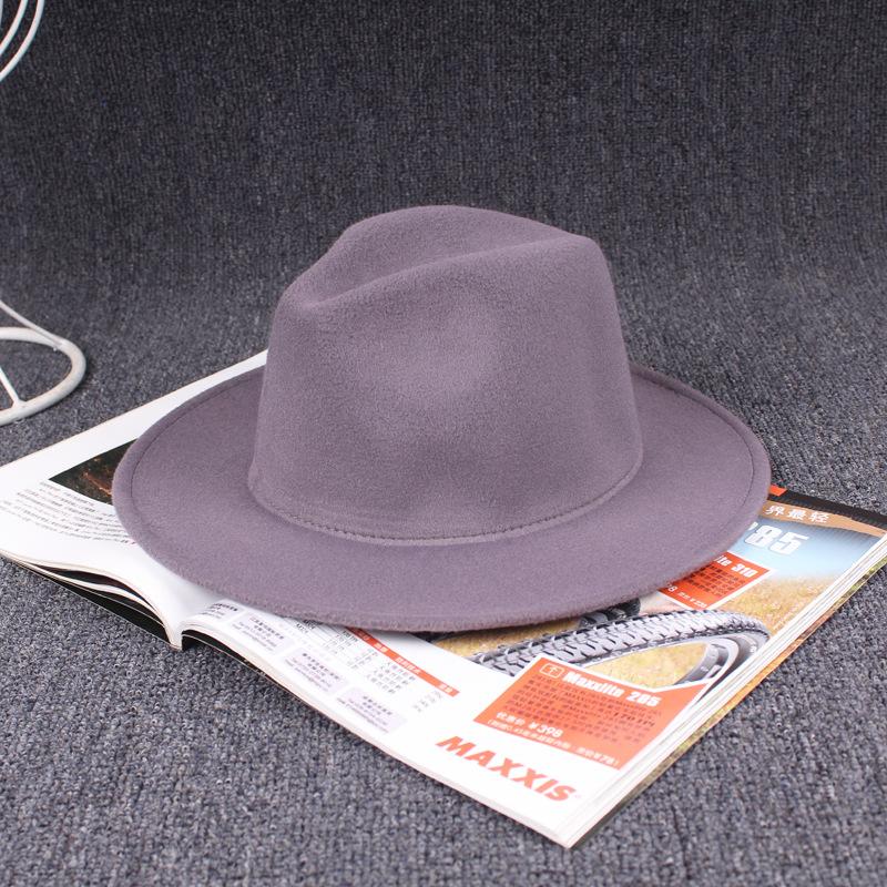 Seasonal Imitation Wool Big Edge Hat New Women'S Versatile Top Hat Outdoor Sunshade Woolen Basin Hat