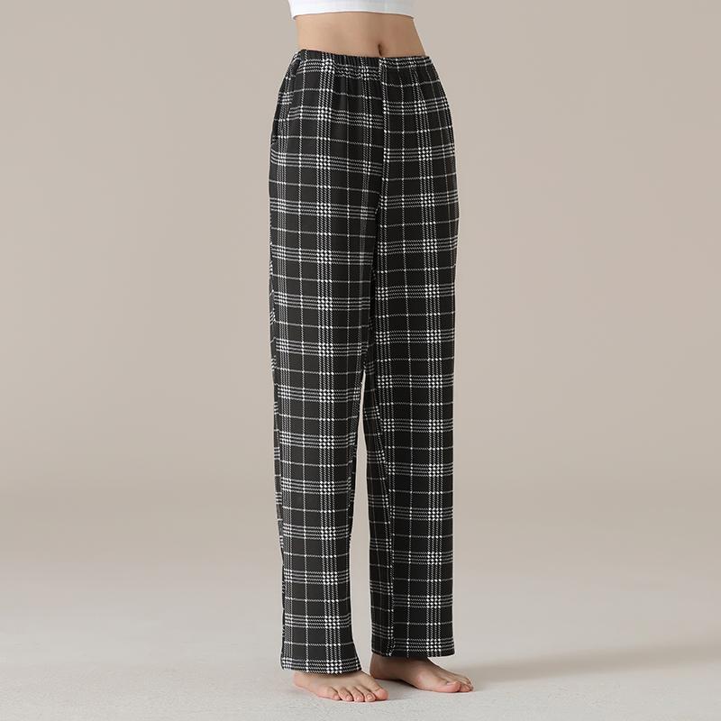 Damen High Waist Graue Baumwoll-Pyjamahose - Übergröße, Leichtgewicht, Gerades Bein, Vielseitig für Zuhause oder Outdoor