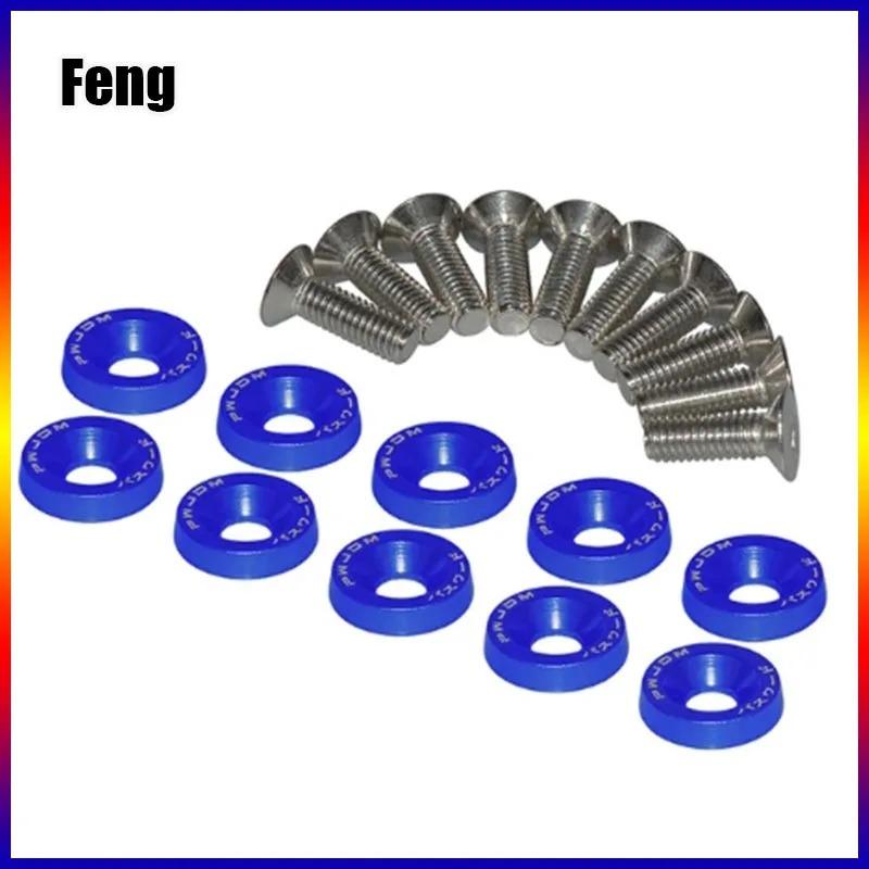 Universal JDM Fender Washers M6 Bolt Set Car Modification Gasket Screw Fender Bumper Engine Aluminum Concave Screws Hex Fastener