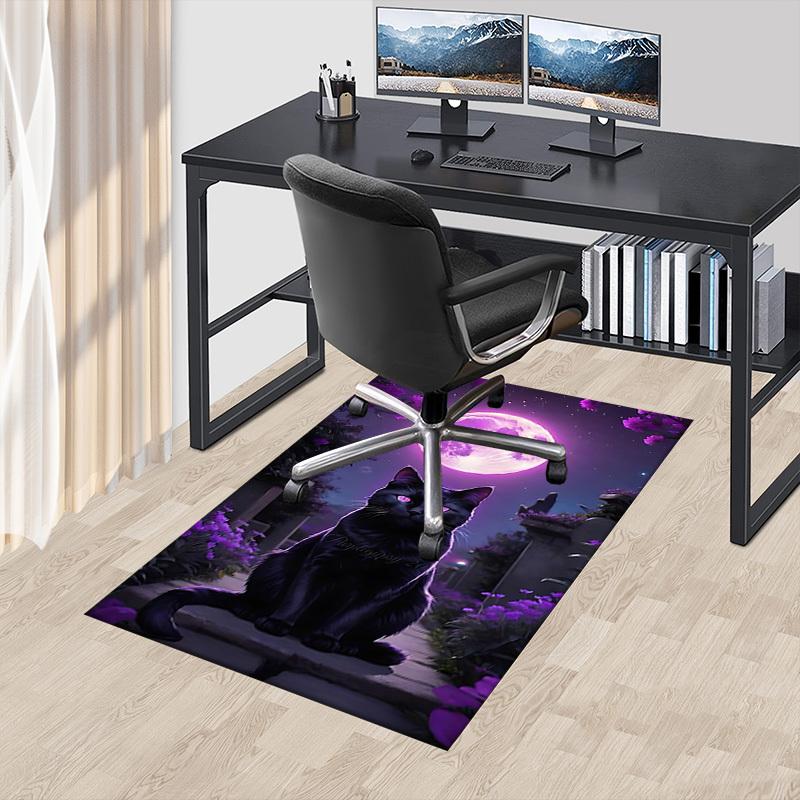 1 Stück Schwarze Katze Mond Teppich Anti-Rutsch Polyester Fußmatte für Büro.Schlafzimmer