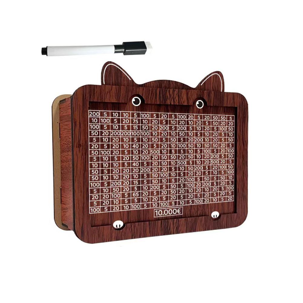 

1000/2000/3000/5000/10000 Euro Money Box Wooden Piggy Bank Money Vault Savings Box Challenge Cash Storage Case