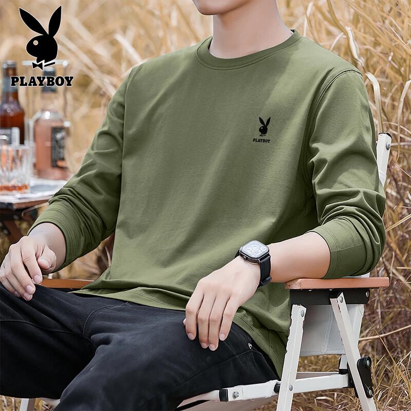 PLAYBOY Men s Pure Cotton Casual Long Sleeve T-Shirt L