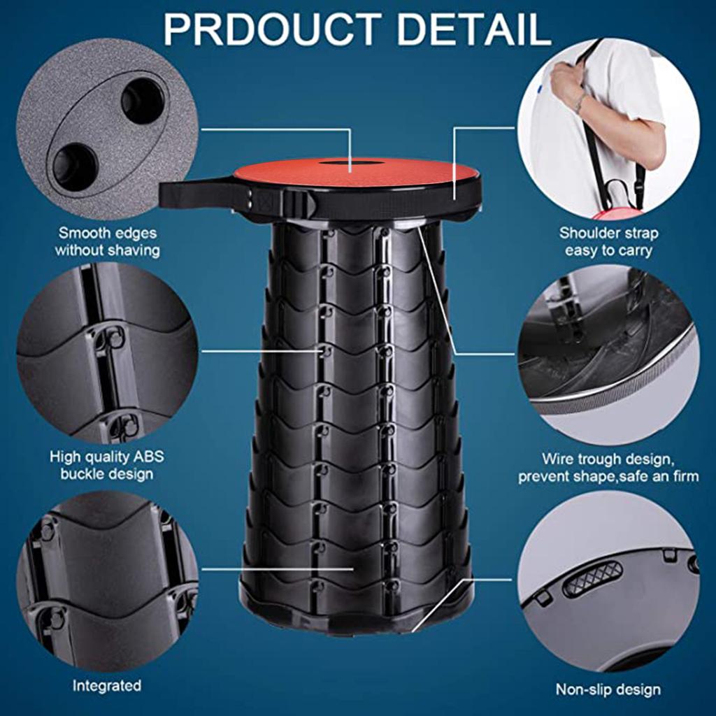 Retractable Folding , Portable Sturdy, Lightweight Foldable Outdoor Stool