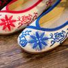 2025 Embroidered Women Canvas Ballet Flats Ankle Strap Ladies Casual Cotton Chinese Embroidery Ballerina Shoes