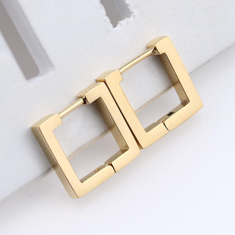 Jewelry Party Gift New Fashion Men For Women Hoop Trendy Earrings Geometric Mini Black Silvery Golden Punk Stainless Steel 1Pair