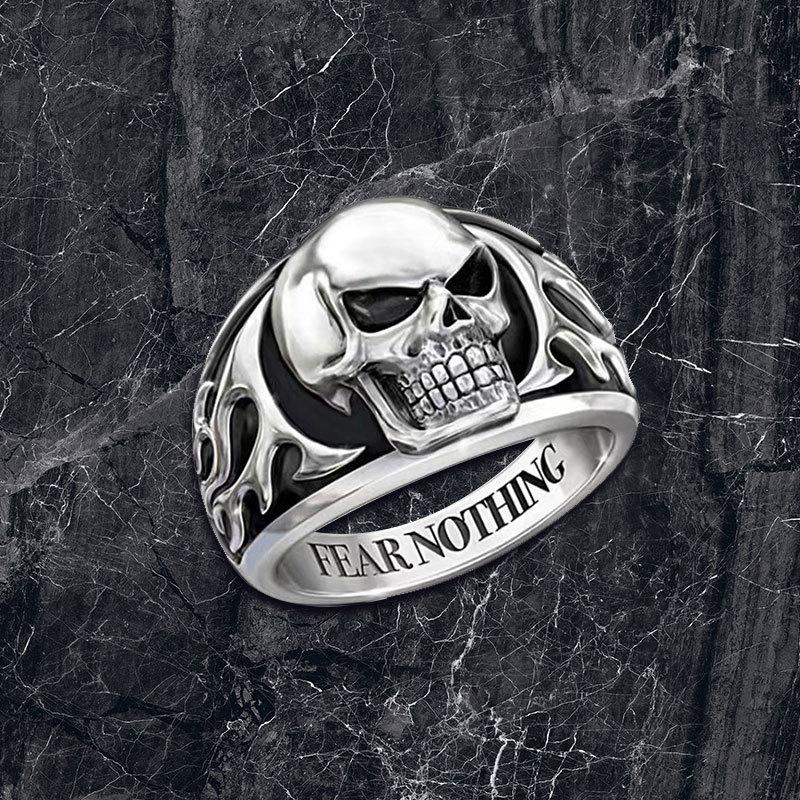 Totem Pattern Zircon Ring, Dark Trend, Cool Style Ring, Retro Fashion Jewelry.