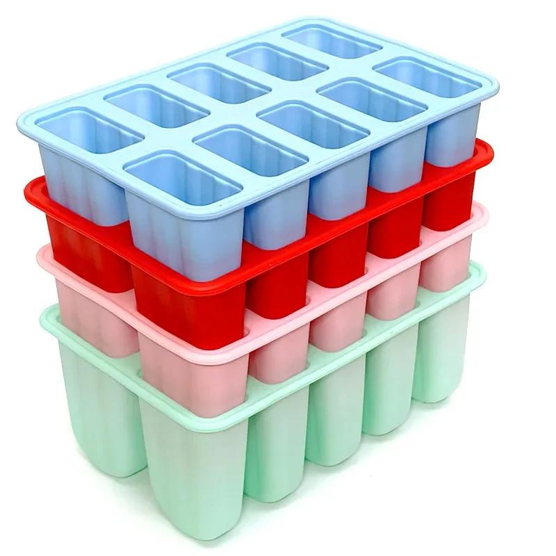 1/3Pcs Silicone Ice-making Box 4 Grid Cartoon Home Made Popsicle Ice Cream Molds for Kids Food Grade DIY Popsicle Maker Molds