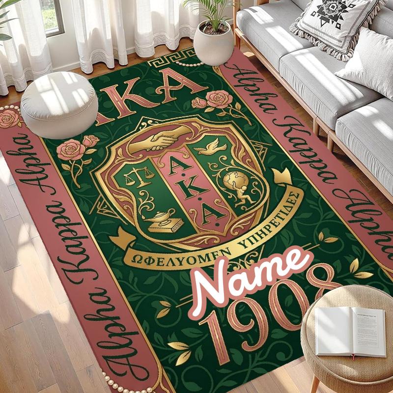 Custom Name Personalized Alpha Kappa Alpha Print Carpet, Versatile Home Decor Rug, for Playroom, Apartment, Balcony, Entryway, Hallway Gift