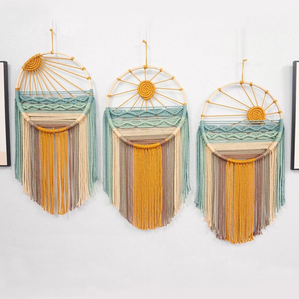Colorful Ring Fringe Tapestry Handwoven Bohemian Wall Hanging Decor for Living Room Bedroom