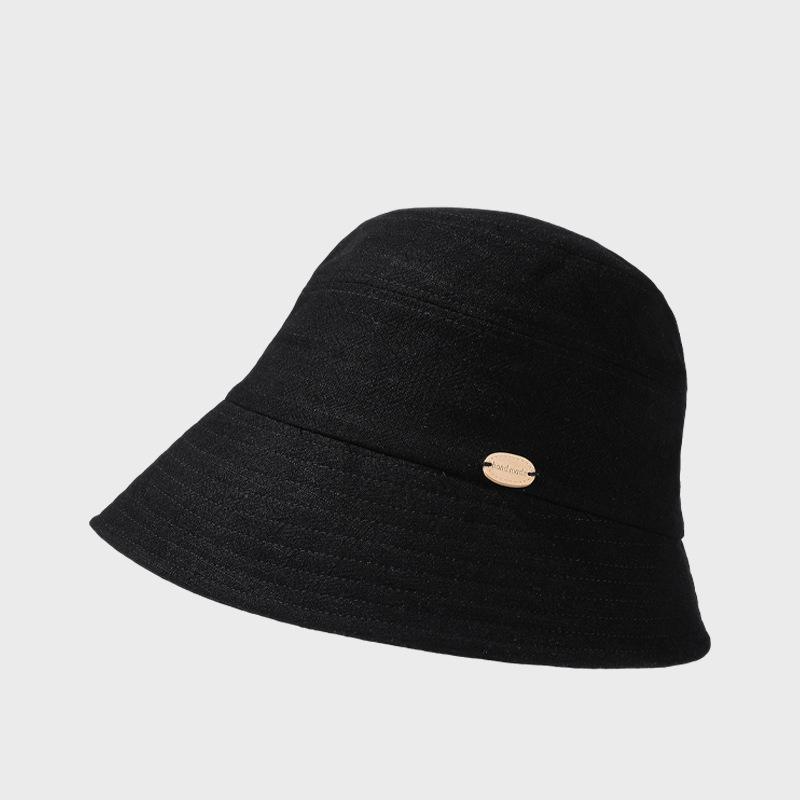 Легкая хлопково-льняная шляпа-рыбака женская летняя однотонная солнцезащитная шляпа складная дышащая шляпа от солнца чёрный