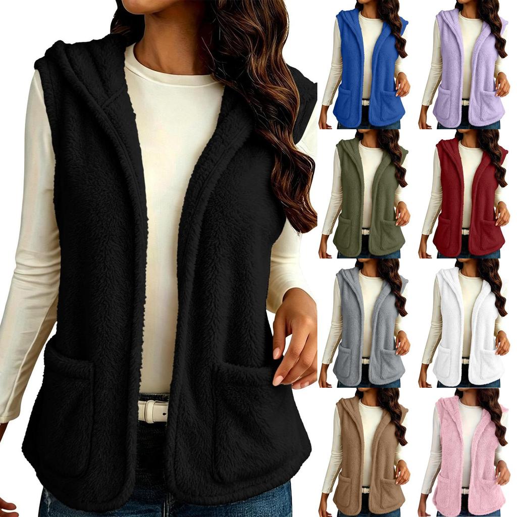 Gilet Casual da Donna con Cappuccio e Tasche