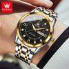 OLEVS Men's Watch Dual Calendar Display Waterproof Luminous Original Luxury Diamond Watch Fashion Men's Watch