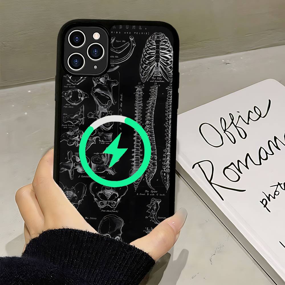 Radiological Human Organs Skeleton For Magsafe Magnetic Case For IPhone 17 Air 16 15 14 13 12 11 Pro Max Plus Wireless Charging