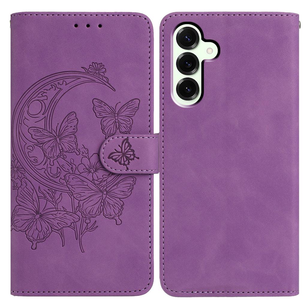 For Samsung Galaxy S25+ Case Butterfly Flower Imprinted PU Leather Wallet Stand Phone Cover