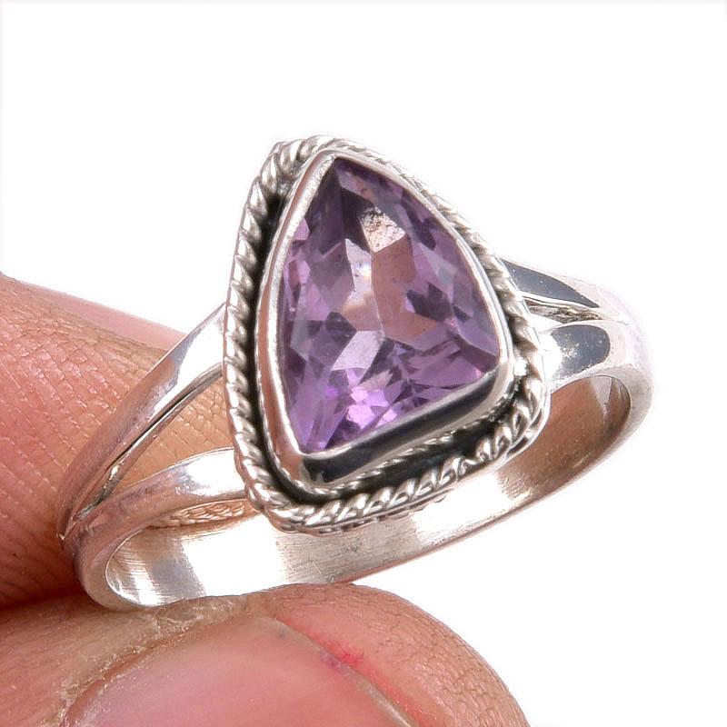 

Natural Pink Amethyst Gemstone 925 Solid Sterling Silver Jewelry Ring S.6.5 k4O28