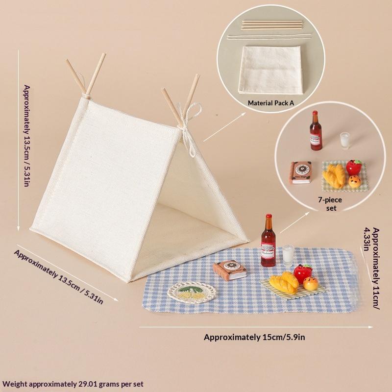 Dollhouse 1 12 Scale Miniature Camping Tent Set Creative DIY Doll House Outdoor Accessories for Camping Scene Role Play