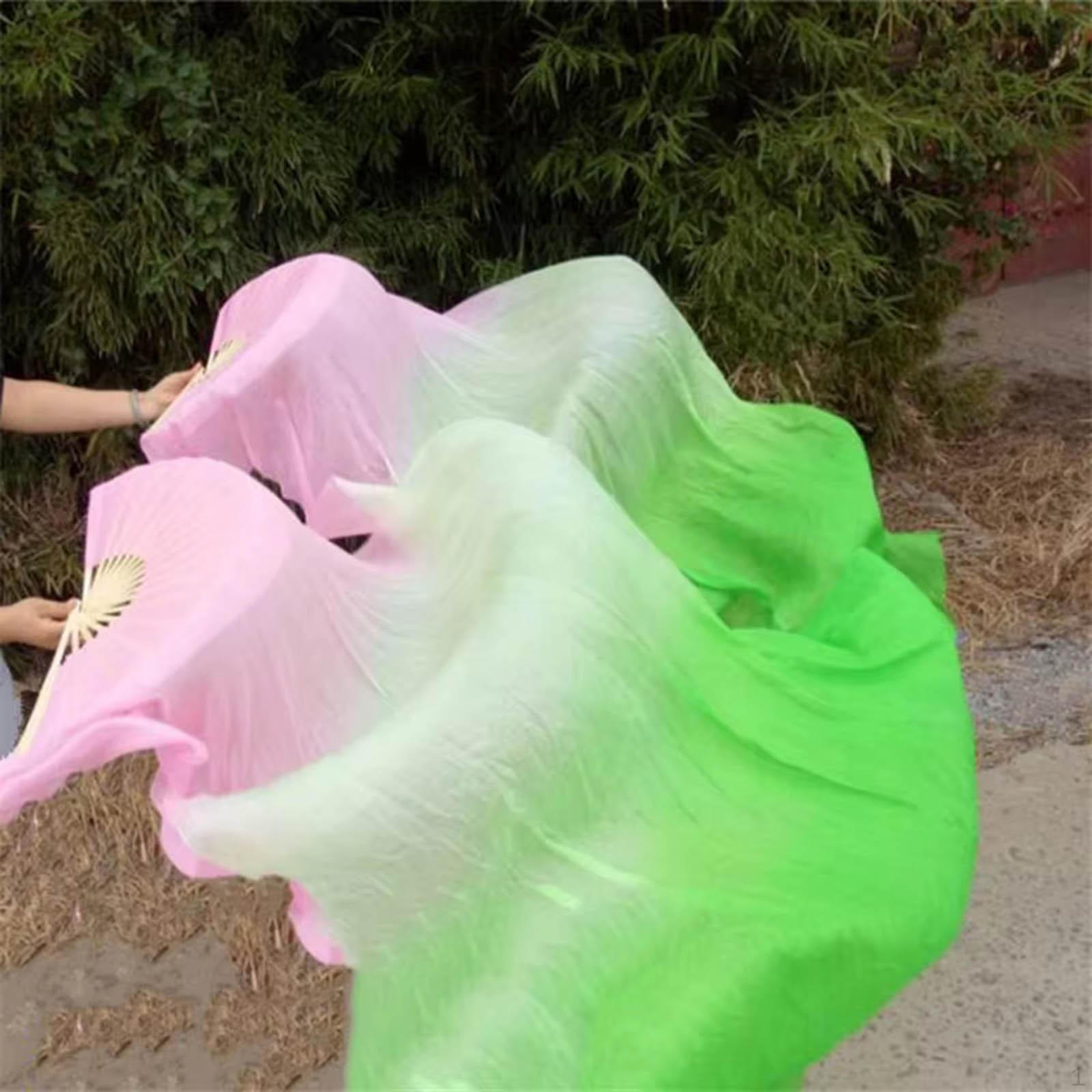 

Веер для танца живота из шелка, длина 1,8 м для мероприятий pink light green