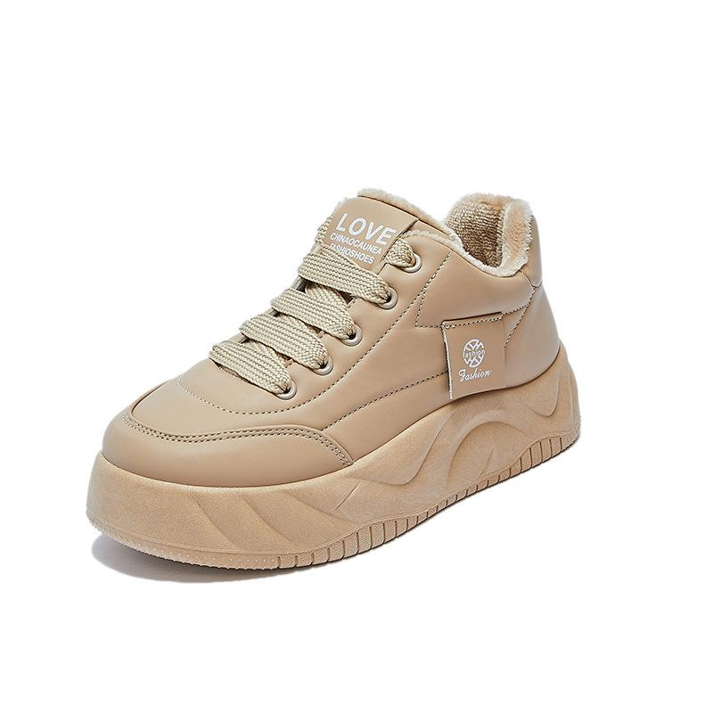 Winter velvet new ins female students platform heightening board shoes casual warmth XW