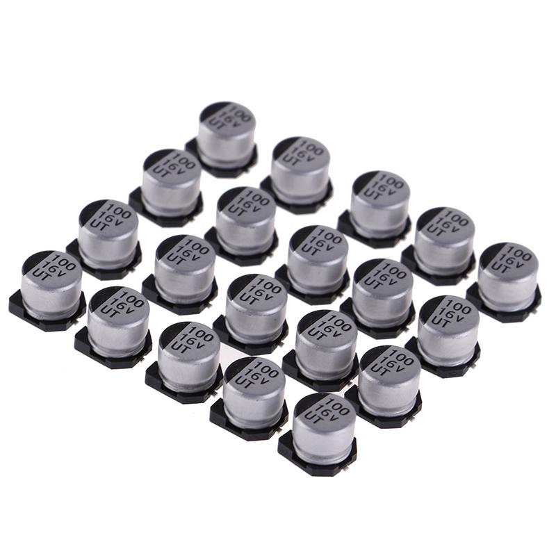 20 Pcs Smd Electrolytic Capacitors With Specifications Of 6*5 Mm 16V 100Uf