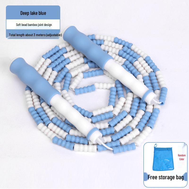 Adjustable Bamboo Jump Rope for All Ages - Speed, Beginners, Comfortable Grip, Soft Beads