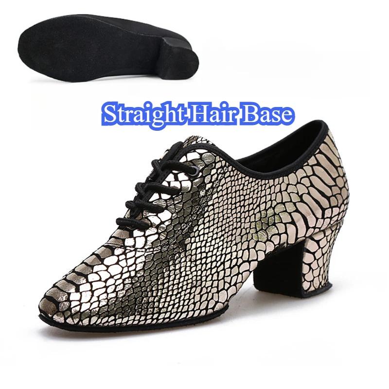 Women's Lady's Girl's Indoor Outdoor Oxford Leather Upper Chunky Heel Sneaker Heel High Ballroom Modern Latin Dance Shoes