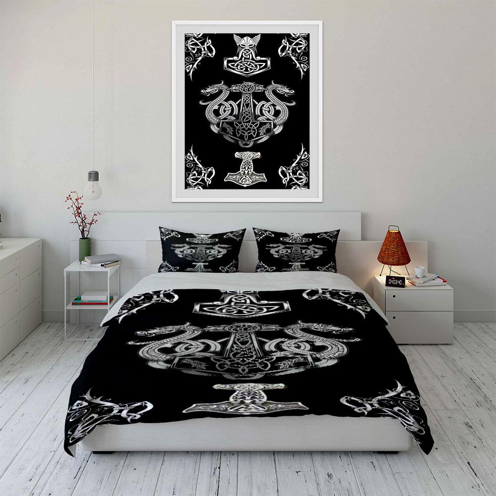 Thor's Hammer with Dragons. Bedding Sets Duvet Cover Sets Duvet Covers Pillowcases(1 * Duvet Cover 2 * Pillowcases, Without Duvet Insert)