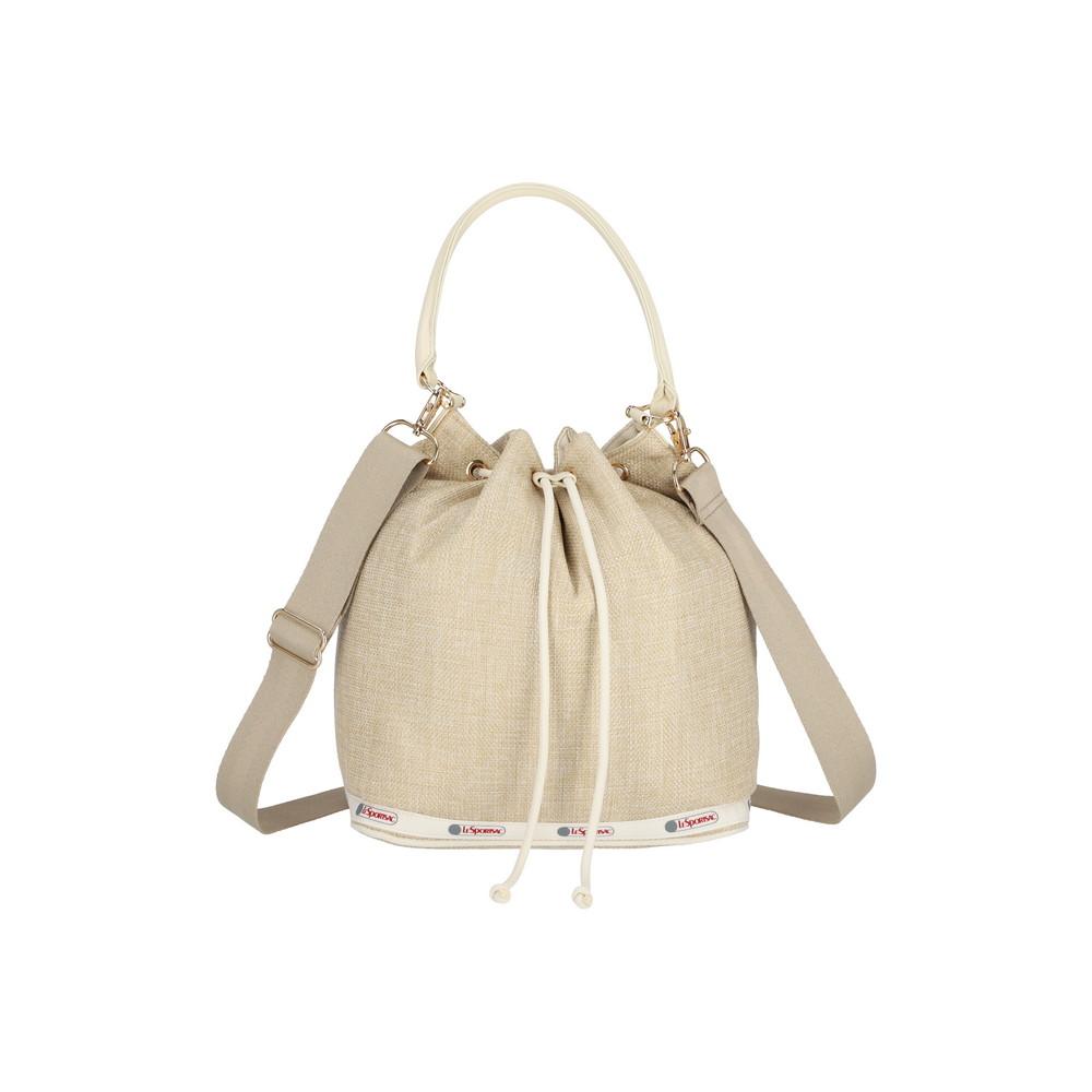 Lesportsac Ecru Moon Raffia Medium Drawstring Shoulder Bag