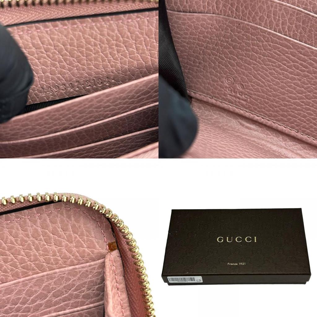 Used GUCCI Purse 449347 Interlocking Leather Pink Pink Zip Around