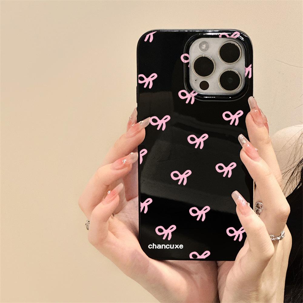 Vollbild kleine Kirsche Handyhülle Für iPhone 11 Hülle iPhone 13 15 16 12 14 Pro Max XR XS X 7 8 SE Stoßfest Glänzend Herz Abdeckung For iPhone 13Pro Max black