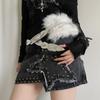 PU Leather Furry Waistband Y2k Y2K Waistband Simple Plush Belt  Autumn Winter