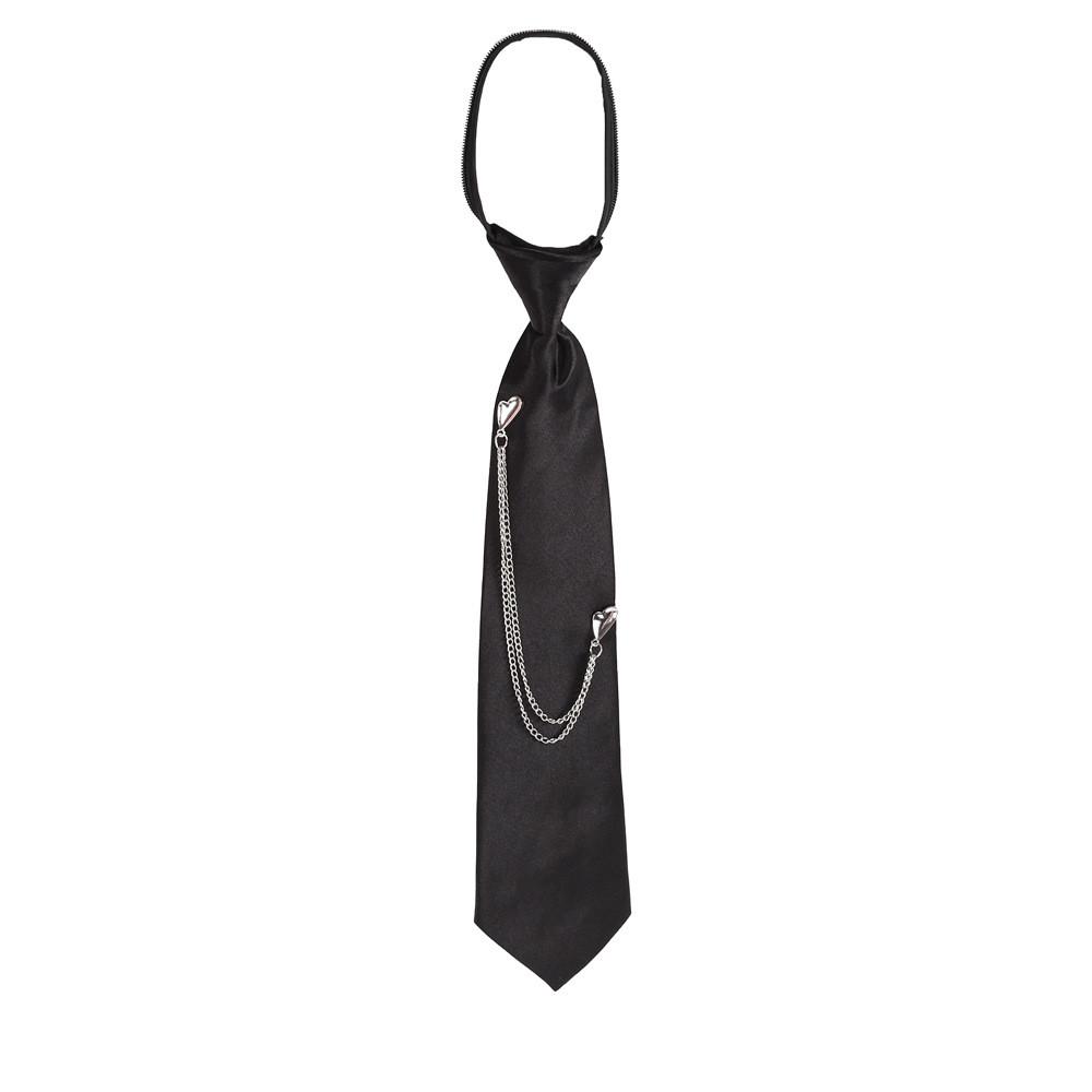 Klassische Polyester-Krawatte mit Metallkette für Herren Damen Freizeit Bürokleidung
