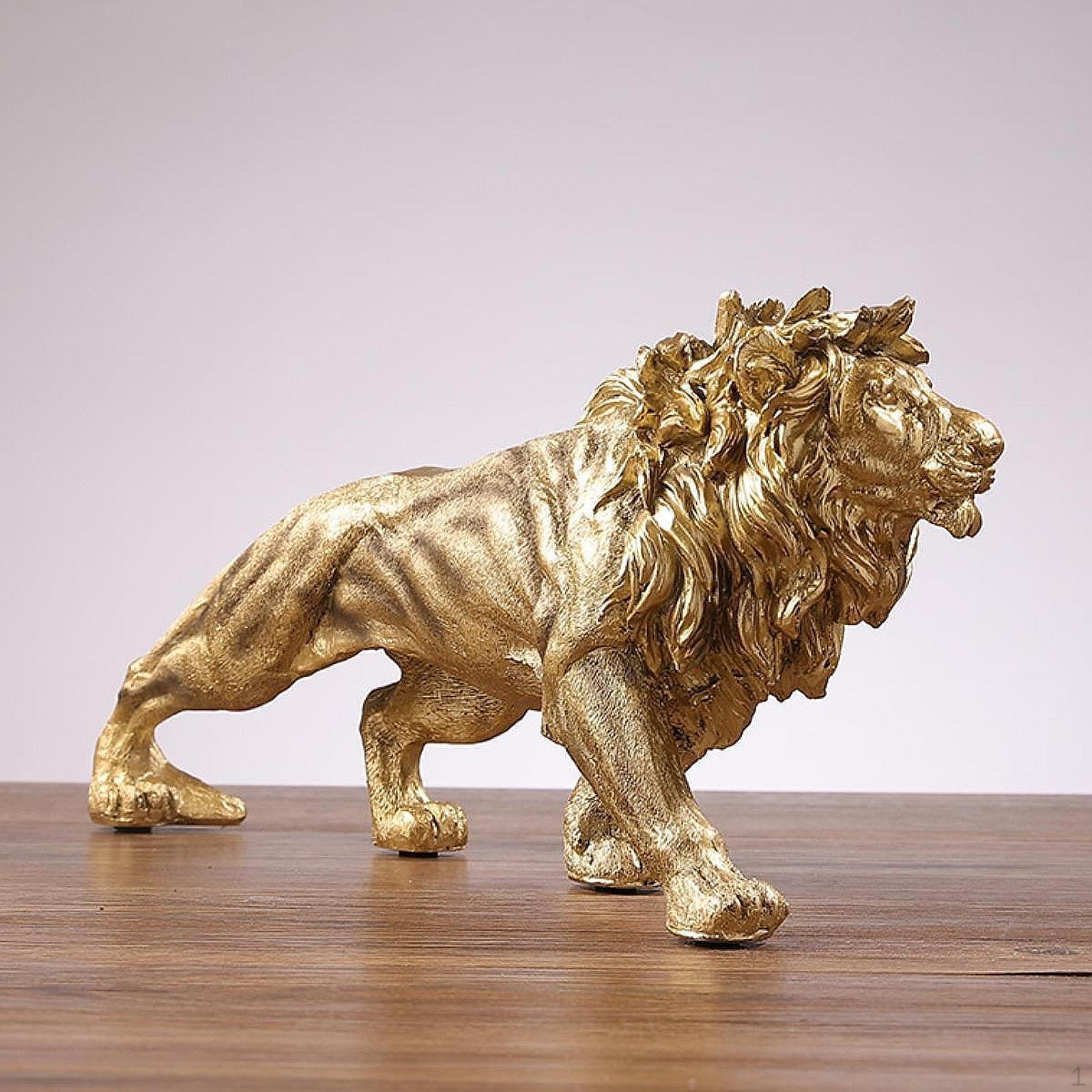 

Смола Фигурка Статуя Льва Коллекционная Декорация Орнамент Скульптура Животного для Офисного Стола