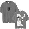 Washed Anime Attack On Titan T-shirt Mikasa Ackerman Eren Jaeger Harajuku Punk T Shirts Men Women Loose Cotton Summer T Shirt
