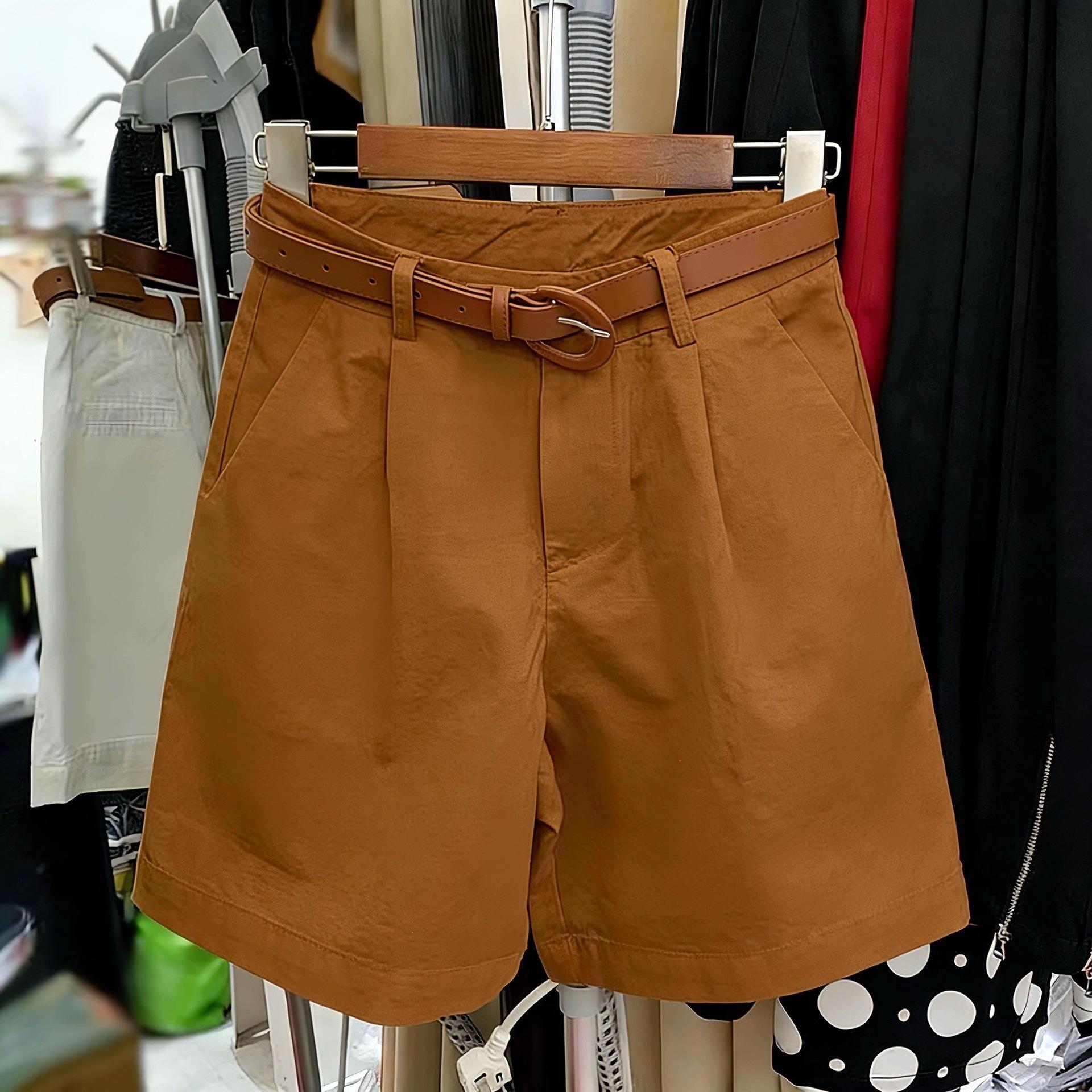 

Women s High-Waist Wide-Leg Workwear Pants - Summer Collection with Belt, Loose-Fit, Versatile Casual Style M кавовий