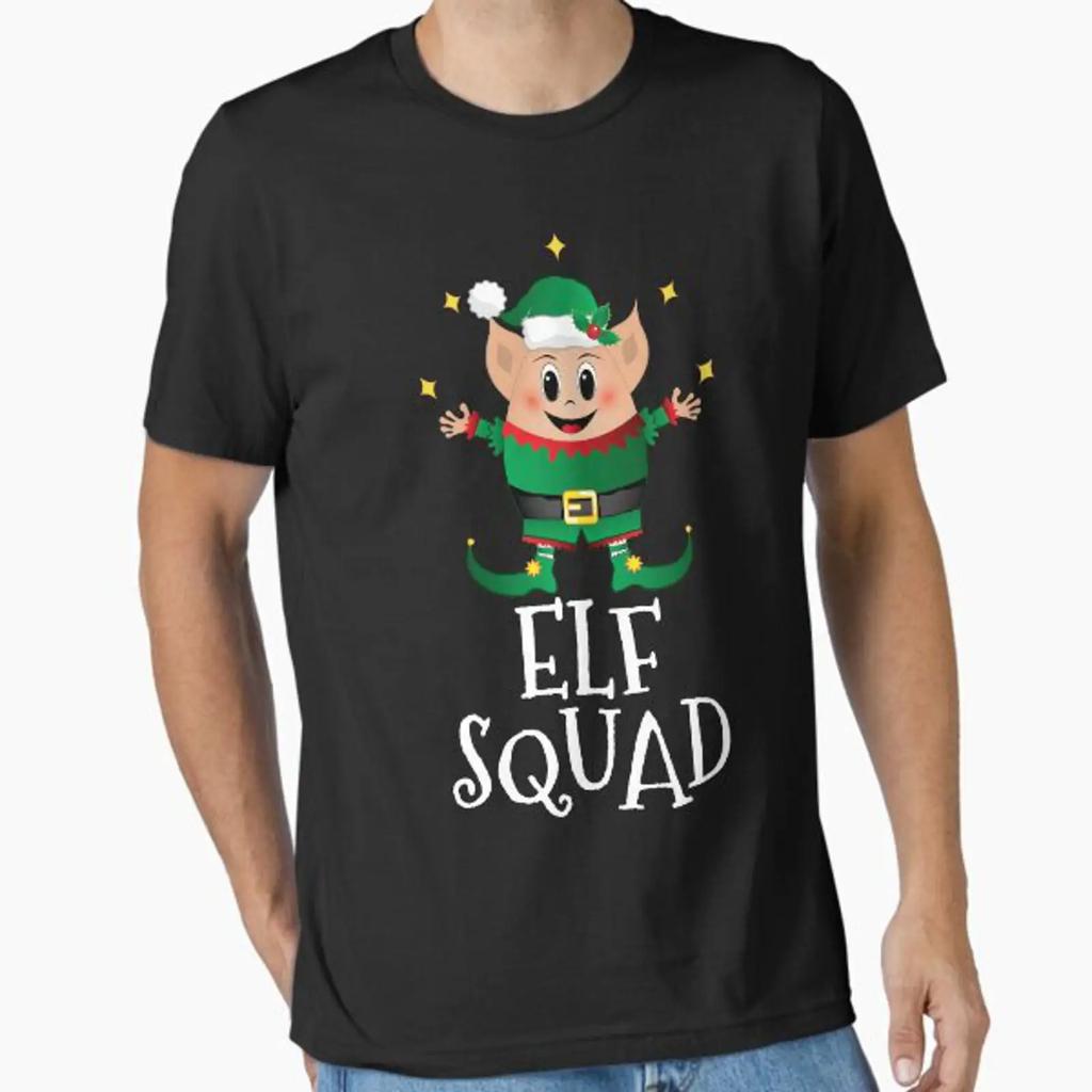 Christmas Elf Squad Matching Family Funny Xmas Pajama Essential T Shirt vintage Washed streetwear Slightly Stylish graphic