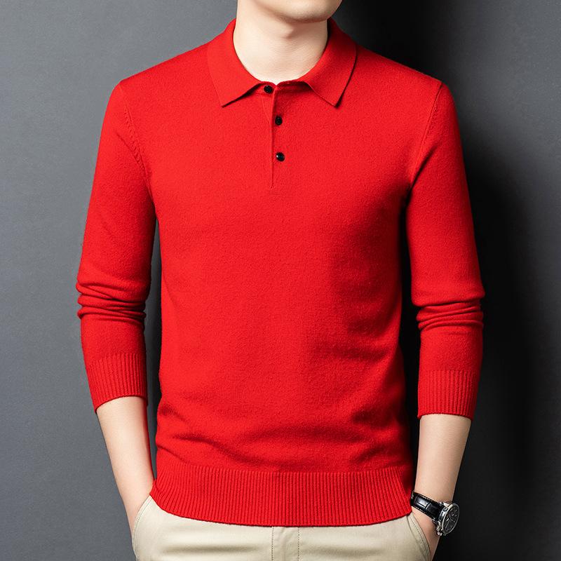 Lapel Collar Long Sleeve Men's Top