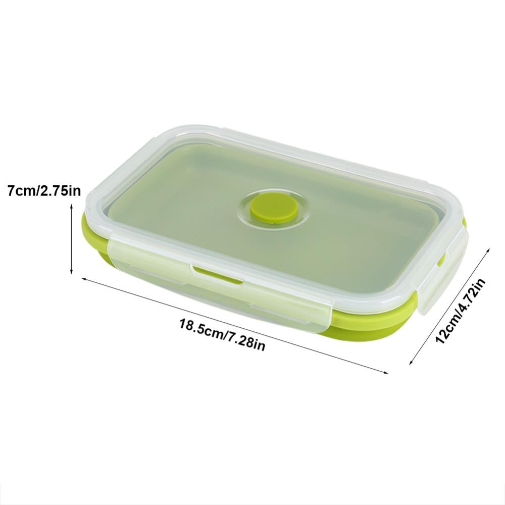 Clip-On Lid Collapsible Lunch Box 800ml Silicone Lunchbox Portable Storage Bowl For Outdoor Travel