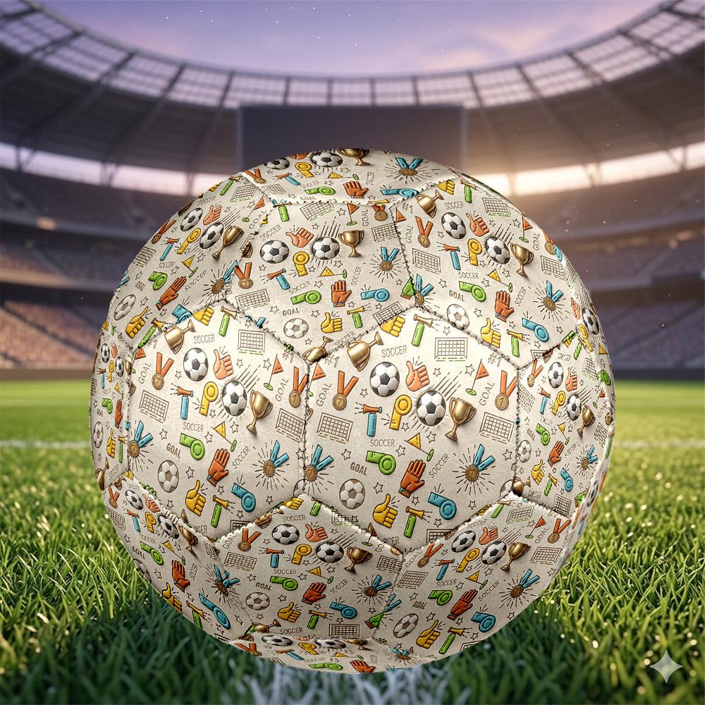 1pc Soccer Icons Soccer Ball Size 5,Suitable for Practice Matches/Training, Ideal for Indoor and Outdoor Sports. C63047